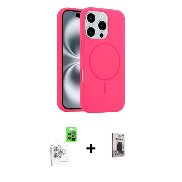 MARSİLYAN™- iPhone 16 Pro Max Kılıf Yankı Form Serisi - Siyah Bilvis Hayalet Cam Ekran Koruyucu + Raze Metal Kamera Lens - BZ