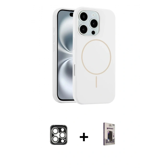 MARSİLYAN™- iPhone 16 Pro Max Kılıf Yankı Form Serisi - Siyah Bilvis Hayalet Cam Ekran Koruyucu + PVD Metal Kamera Lens - GS