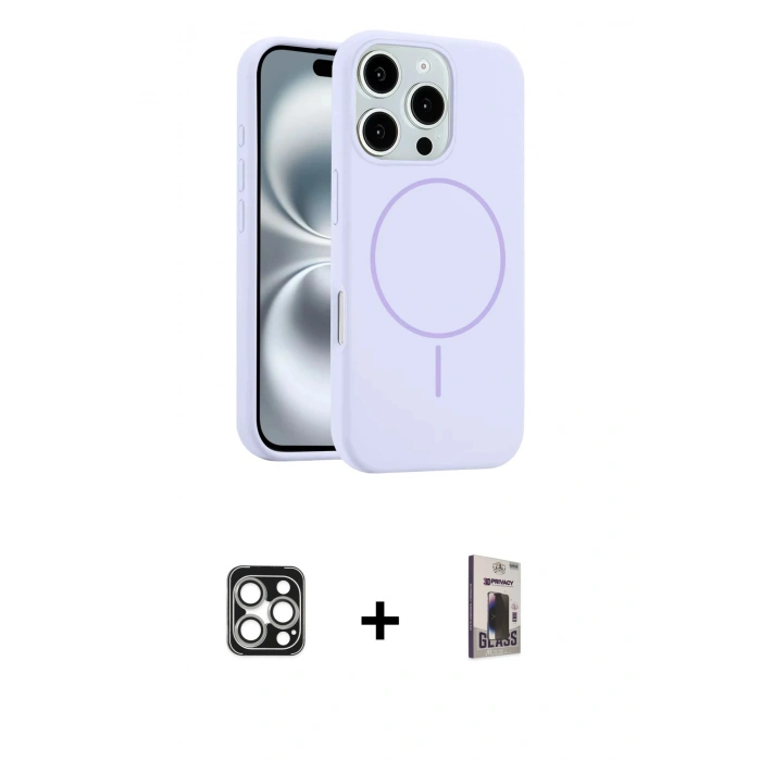 MARSİLYAN™- iPhone 16 Pro Max Kılıf Yankı Form Serisi - Siyah Bilvis Hayalet Cam Ekran Koruyucu + PVD Metal Kamera Lens - GS