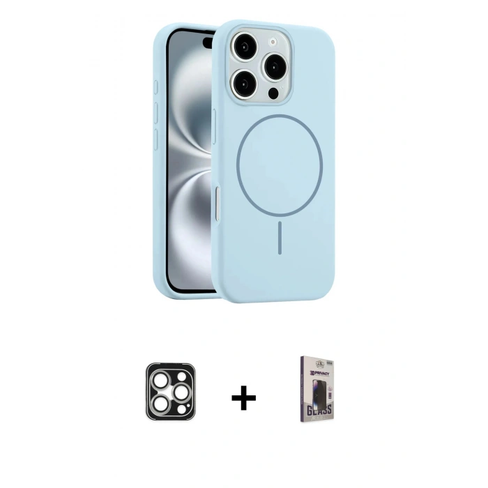 MARSİLYAN™- iPhone 16 Pro Max Kılıf Yankı Form Serisi - Siyah Bilvis Hayalet Cam Ekran Koruyucu + PVD Metal Kamera Lens - GS