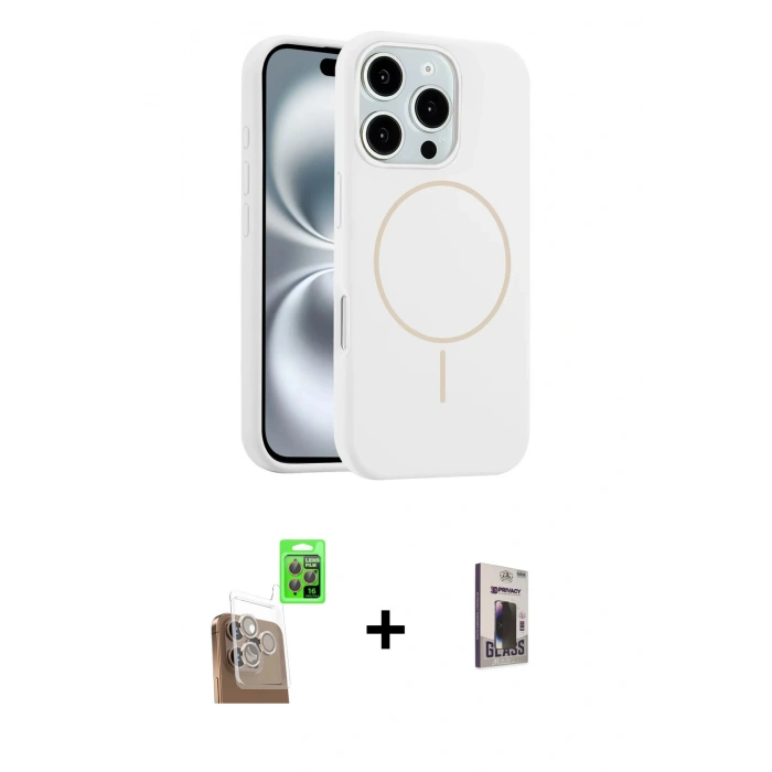 MARSİLYAN™- iPhone 16 Pro Max Kılıf Yankı Form Serisi - Siyah Bilvis Hayalet Cam Ekran Koruyucu + Raze Metal Kamera Lens - CLTM