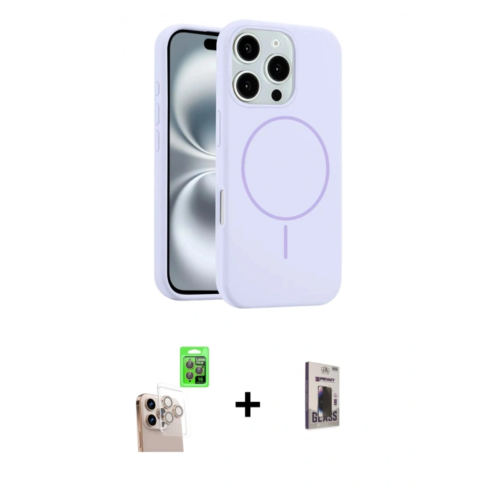 MARSİLYAN™- iPhone 16 Pro Max Kılıf Yankı Form Serisi - Siyah Bilvis Hayalet Cam Ekran Koruyucu + Raze Metal Kamera Lens - NLGY