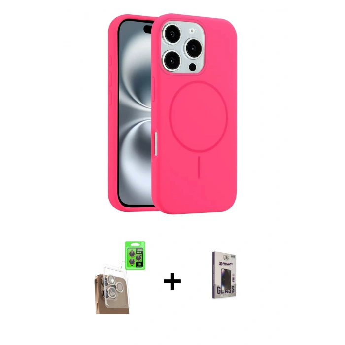 MARSİLYAN™- iPhone 16 Pro Max Kılıf Yankı Form Serisi - Siyah Bilvis Hayalet Cam Ekran Koruyucu + Raze Metal Kamera Lens - CLTM