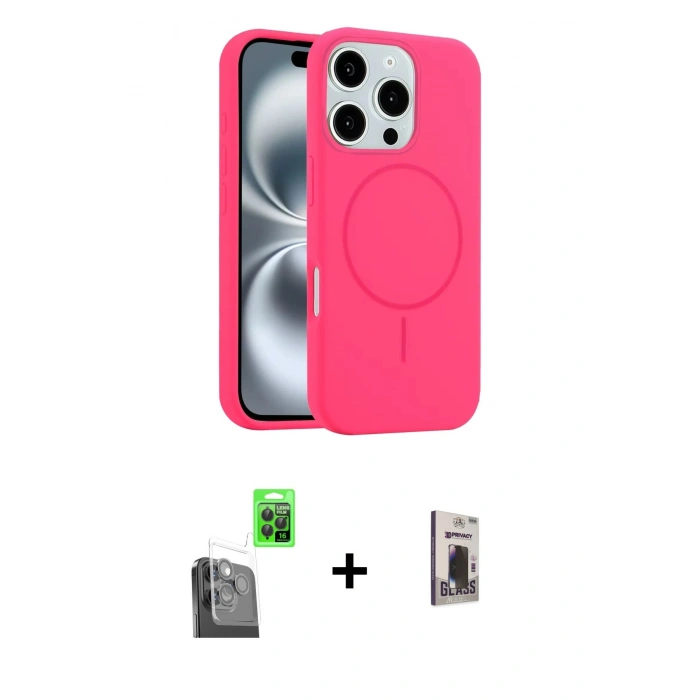 MARSİLYAN™- iPhone 16 Pro Max Kılıf Yankı Form Serisi - Siyah Bilvis Hayalet Cam Ekran Koruyucu + Raze Metal Kamera Lens - SH