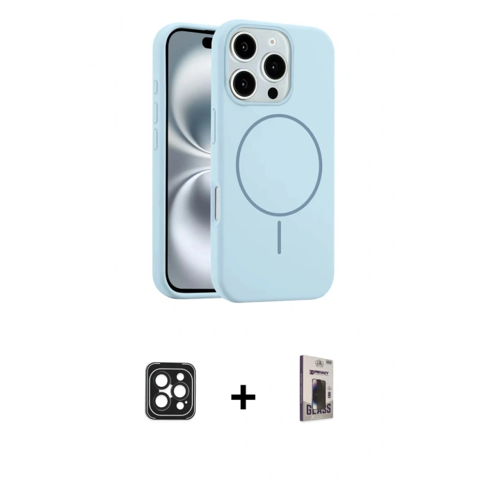 MARSİLYAN™- iPhone 16 Pro Max Kılıf Yankı Form Serisi - Siyah Bilvis Hayalet Cam Ekran Koruyucu + Siyah PVD Metal Kamera Lens