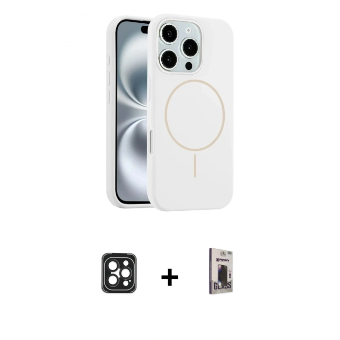 MARSİLYAN™- iPhone 16 Pro Max Kılıf Yankı Form Serisi - Siyah Bilvis Hayalet Cam Ekran Koruyucu + Siyah PVD Metal Kamera Lens