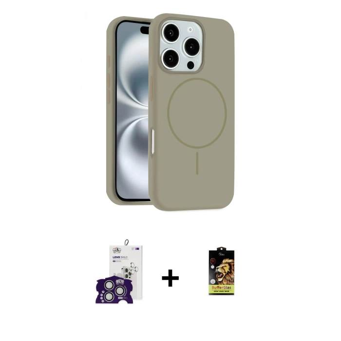 MARSİLYAN™- iPhone 16 Pro Max Kılıf Yankı Form Serisi - Siyah Buffer Cam Ekran Koruyucu + Bilvis Titan Kamera Lens - GS