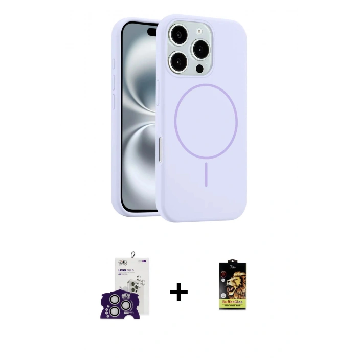 MARSİLYAN™- iPhone 16 Pro Max Kılıf Yankı Form Serisi - Siyah Buffer Cam Ekran Koruyucu + Bilvis Titan Kamera Lens - GS