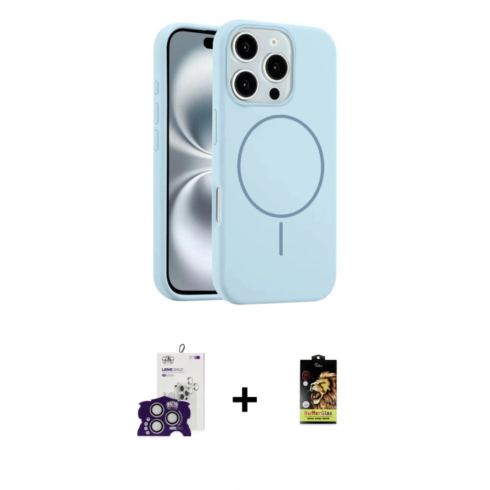 MARSİLYAN™- iPhone 16 Pro Max Kılıf Yankı Form Serisi - Siyah Buffer Cam Ekran Koruyucu + Bilvis Titan Kamera Lens - GS