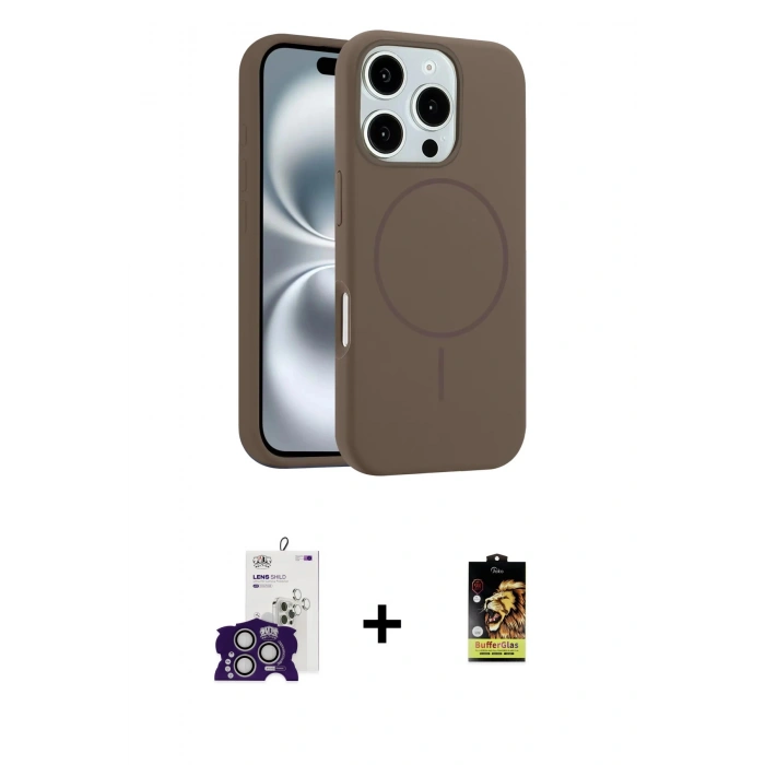MARSİLYAN™- iPhone 16 Pro Max Kılıf Yankı Form Serisi - Siyah Buffer Cam Ekran Koruyucu + Bilvis Titan Kamera Lens - GS