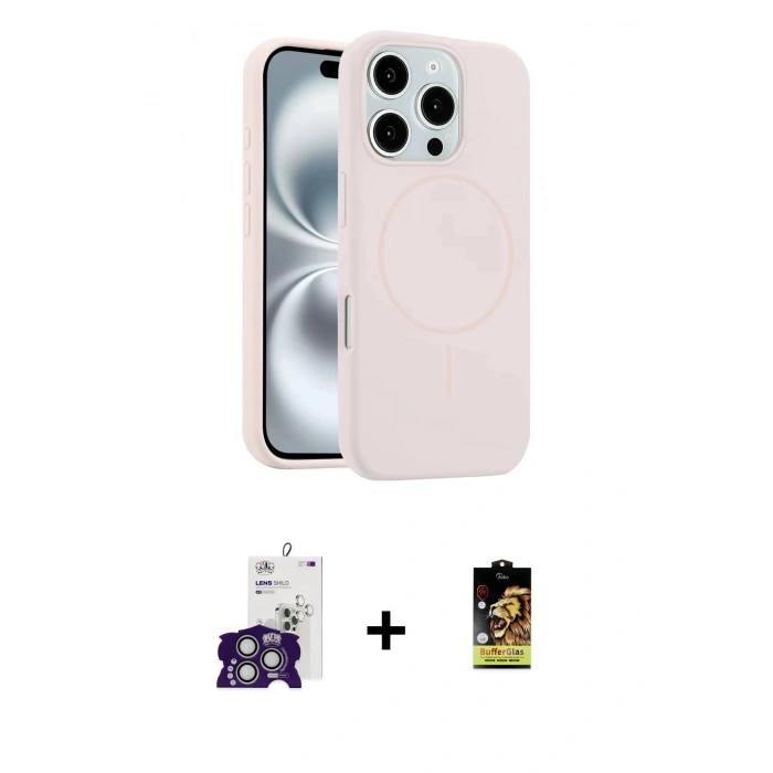 MARSİLYAN™- iPhone 16 Pro Max Kılıf Yankı Form Serisi - Siyah Buffer Cam Ekran Koruyucu + Bilvis Titan Kamera Lens - GS