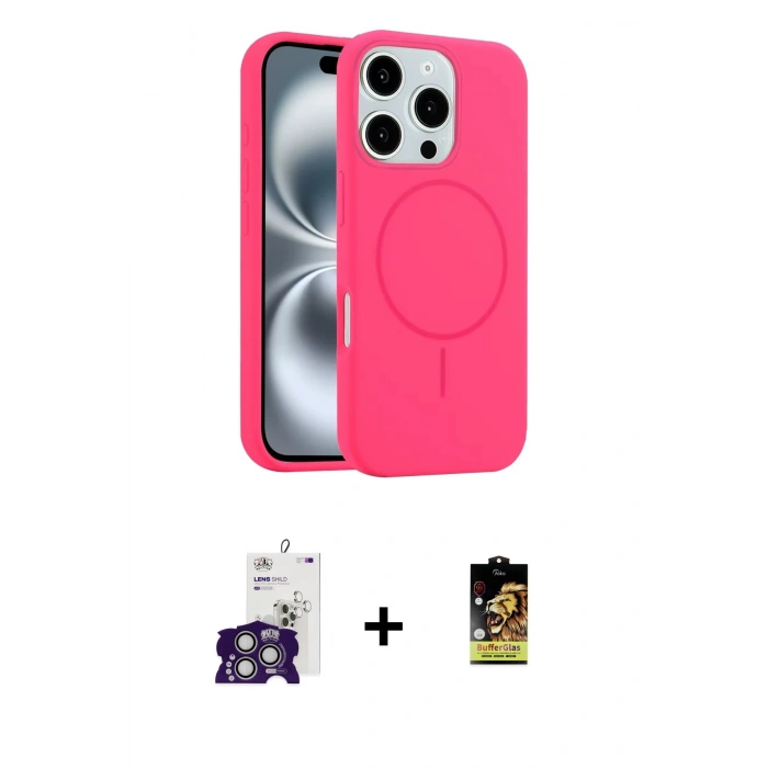 MARSİLYAN™- iPhone 16 Pro Max Kılıf Yankı Form Serisi - Siyah Buffer Cam Ekran Koruyucu + Bilvis Titan Kamera Lens - GS