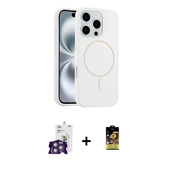 MARSİLYAN™- iPhone 16 Pro Max Kılıf Yankı Form Serisi - Siyah Buffer Cam Ekran Koruyucu + Bilvis Titan Kamera Lens - GS