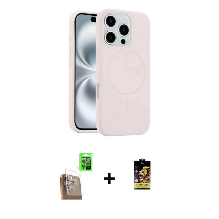 MARSİLYAN™- iPhone 16 Pro Max Kılıf Yankı Form Serisi - Siyah Buffer Cam Ekran Koruyucu + Çöl Titanyum Raze Metal Kamera Lens