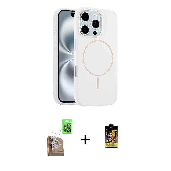 MARSİLYAN™- iPhone 16 Pro Max Kılıf Yankı Form Serisi - Siyah Buffer Cam Ekran Koruyucu + Çöl Titanyum Raze Metal Kamera Lens