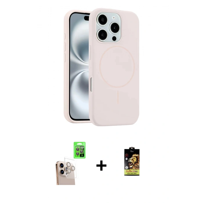 MARSİLYAN™- iPhone 16 Pro Max Kılıf Yankı Form Serisi - Siyah Buffer Cam Ekran Koruyucu + Raze Metal Kamera Lens - NLGY