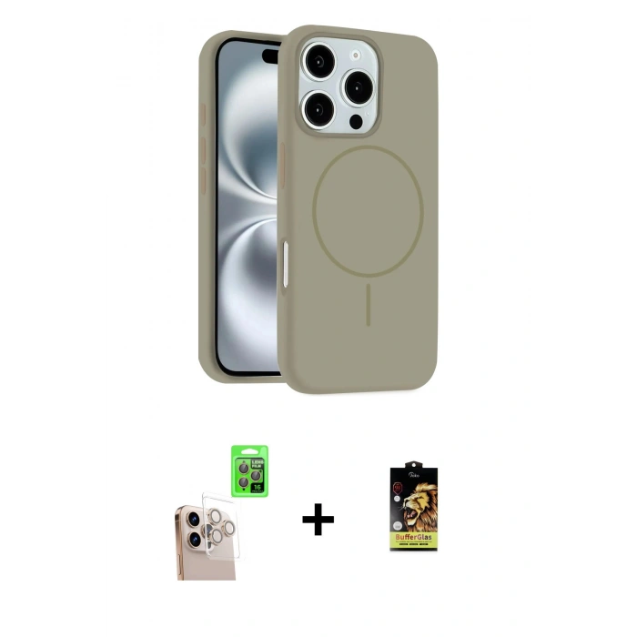 MARSİLYAN™- iPhone 16 Pro Max Kılıf Yankı Form Serisi - Siyah Buffer Cam Ekran Koruyucu + Raze Metal Kamera Lens - NLGY