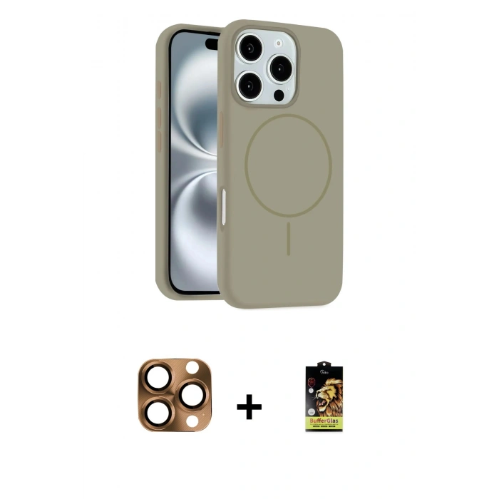 MARSİLYAN™- iPhone 16 Pro Max Kılıf Yankı Form Serisi - Siyah Buffer Cam Ekran Koruyucu + Pers Alüminyum Kamera Lens - CLTM