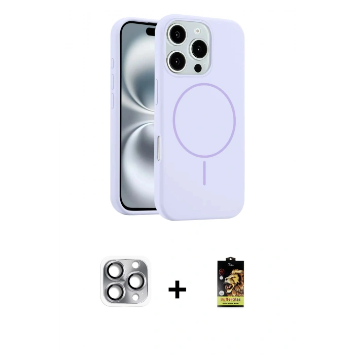 MARSİLYAN™- iPhone 16 Pro Max Kılıf Yankı Form Serisi - Siyah Buffer Cam Ekran Koruyucu + Pers Alüminyum Kamera Lens - GI