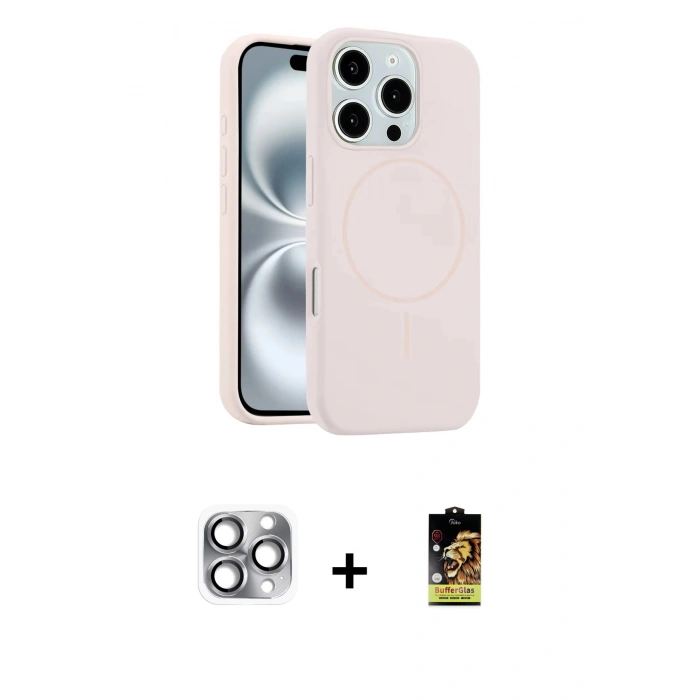 MARSİLYAN™- iPhone 16 Pro Max Kılıf Yankı Form Serisi - Siyah Buffer Cam Ekran Koruyucu + Pers Alüminyum Kamera Lens - GI