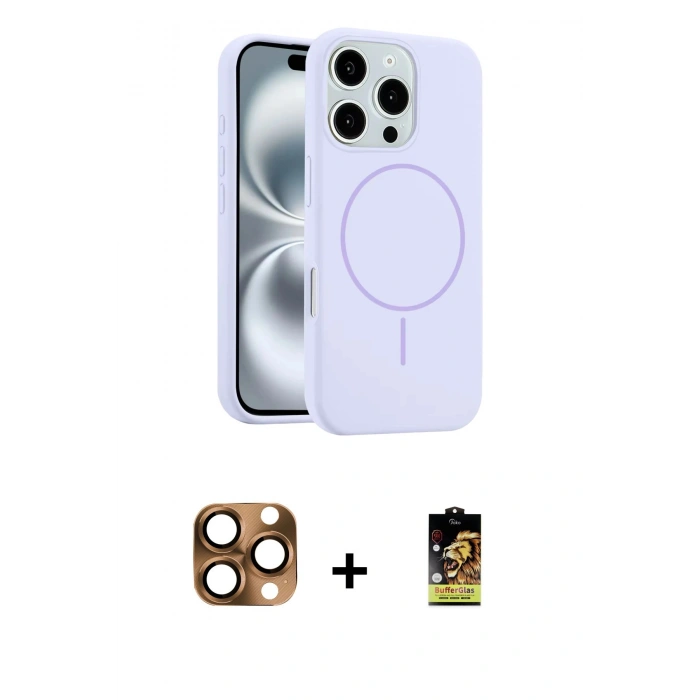 MARSİLYAN™- iPhone 16 Pro Max Kılıf Yankı Form Serisi - Siyah Buffer Cam Ekran Koruyucu + Pers Alüminyum Kamera Lens - CLTM