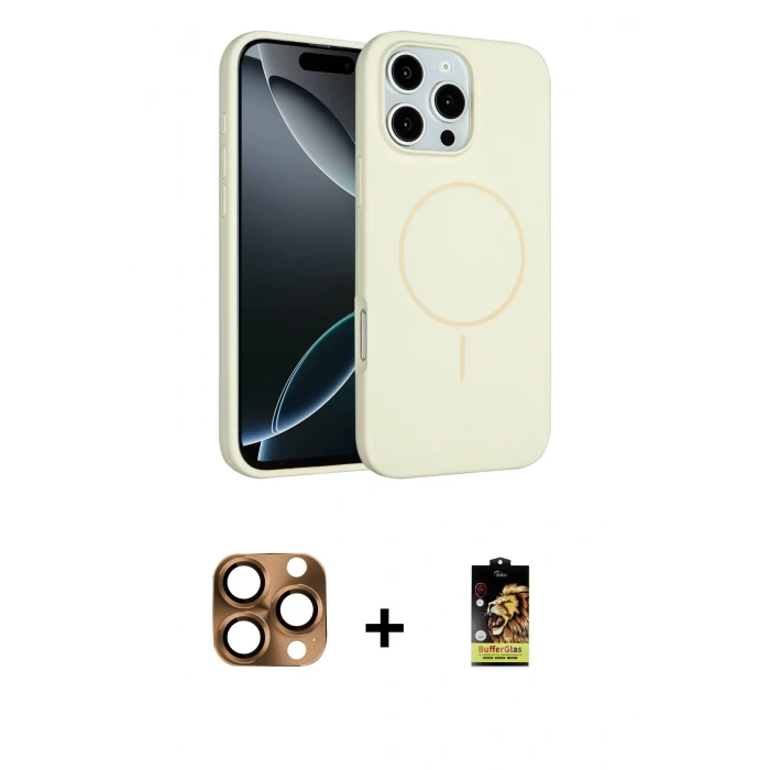 MARSİLYAN™- iPhone 16 Pro Max Kılıf Yankı Form Serisi - Siyah Buffer Cam Ekran Koruyucu + Pers Alüminyum Kamera Lens - CLTM