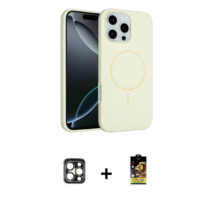 MARSİLYAN™- iPhone 16 Pro Max Kılıf Yankı Form Serisi - Siyah Buffer Cam Ekran Koruyucu + PVD Metal Kamera Lens - GD