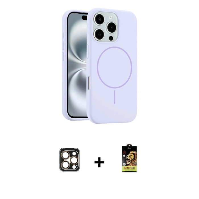 MARSİLYAN™- iPhone 16 Pro Max Kılıf Yankı Form Serisi - Siyah Buffer Cam Ekran Koruyucu + PVD Metal Kamera Lens - GD