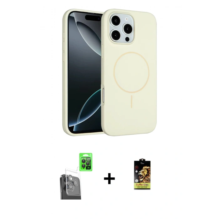 MARSİLYAN™- iPhone 16 Pro Max Kılıf Yankı Form Serisi - Siyah Buffer Cam Ekran Koruyucu + Raze Metal Kamera Lens - SH