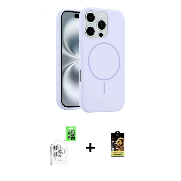 MARSİLYAN™- iPhone 16 Pro Max Kılıf Yankı Form Serisi - Siyah Buffer Cam Ekran Koruyucu + Raze Metal Kamera Lens - BZ