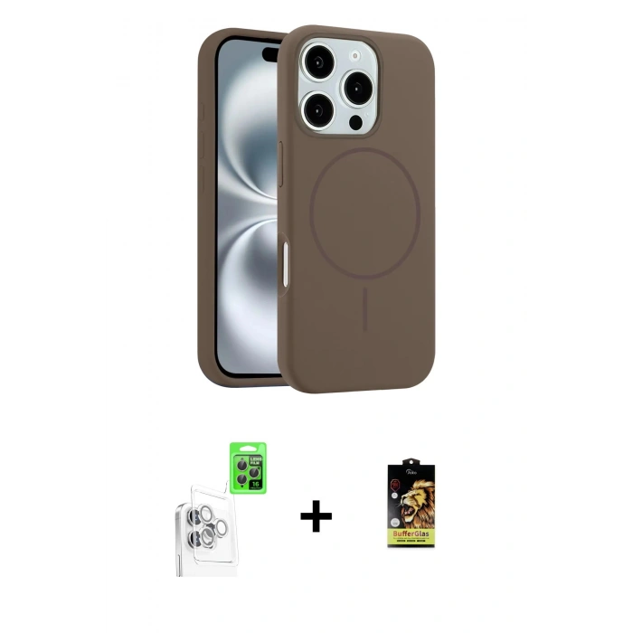 MARSİLYAN™- iPhone 16 Pro Max Kılıf Yankı Form Serisi - Siyah Buffer Cam Ekran Koruyucu + Raze Metal Kamera Lens - BZ