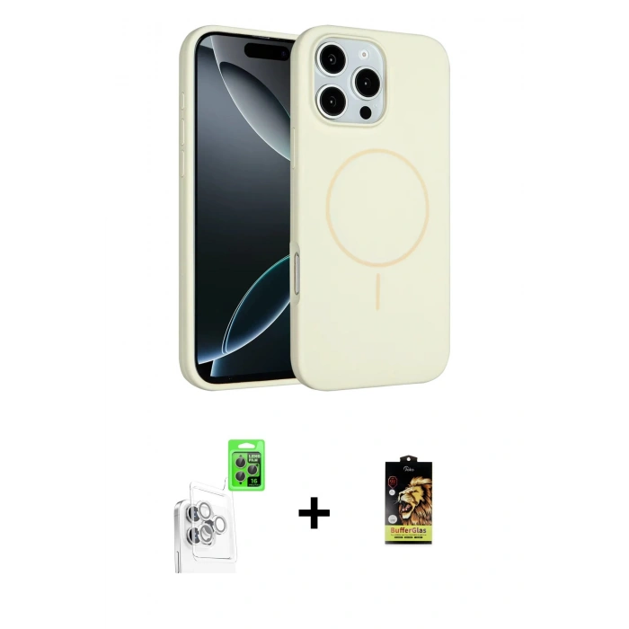 MARSİLYAN™- iPhone 16 Pro Max Kılıf Yankı Form Serisi - Siyah Buffer Cam Ekran Koruyucu + Raze Metal Kamera Lens - BZ