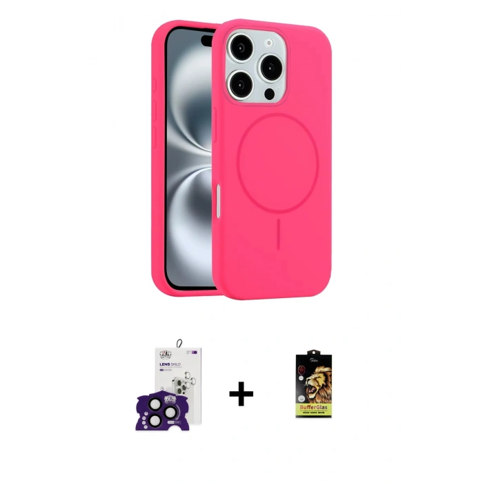 MARSİLYAN™- iPhone 16 Pro Max Kılıf Yankı Form Serisi - Siyah Buffer Cam Ekran Koruyucu + Bilvis Titan Kamera Lens - SH