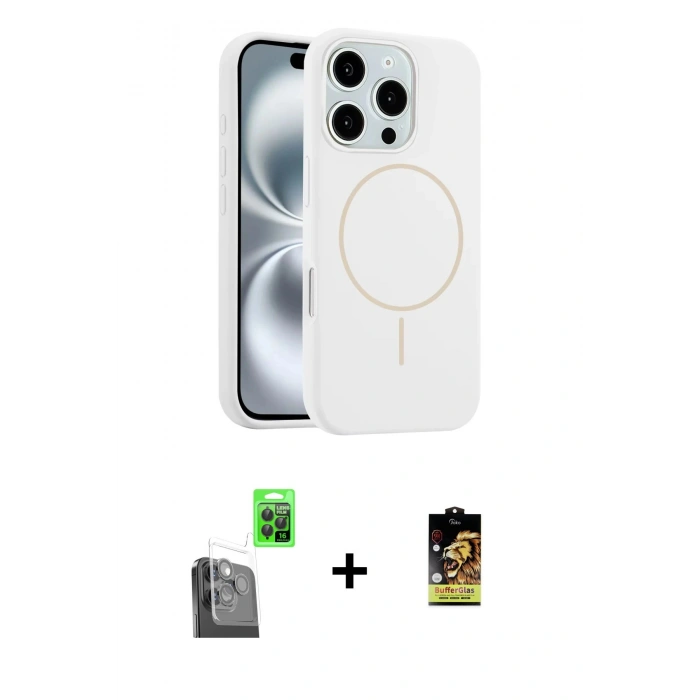 MARSİLYAN™- iPhone 16 Pro Max Kılıf Yankı Form Serisi - Siyah Buffer Cam Ekran Koruyucu + Siyah Raze Metal Kamera Lens