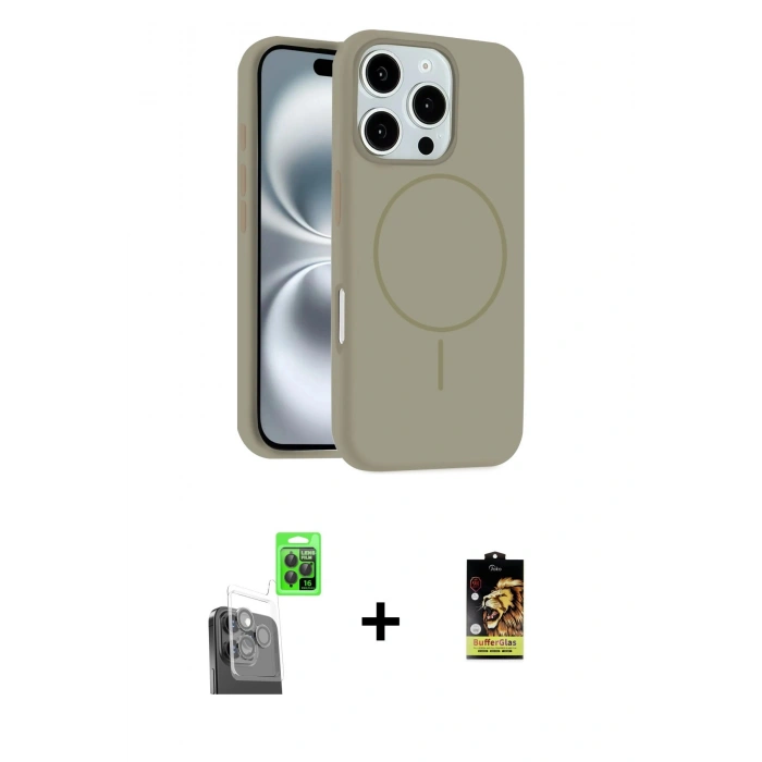 MARSİLYAN™- iPhone 16 Pro Max Kılıf Yankı Form Serisi - Siyah Buffer Cam Ekran Koruyucu + Siyah Raze Metal Kamera Lens