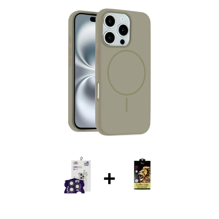 MARSİLYAN™- iPhone 16 Pro Max Kılıf Yankı Form Serisi - Siyah Buffer Cam Ekran Koruyucu + Titanyum Gri Bilvis Titan Kamera Lens