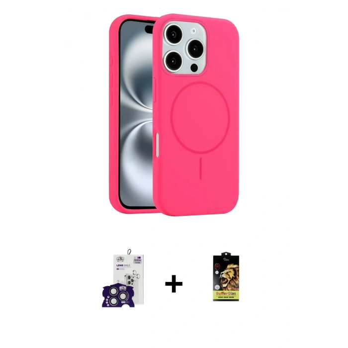 MARSİLYAN™- iPhone 16 Pro Max Kılıf Yankı Form Serisi - Siyah Buffer Cam Ekran Koruyucu + Titanyum Gri Bilvis Titan Kamera Lens