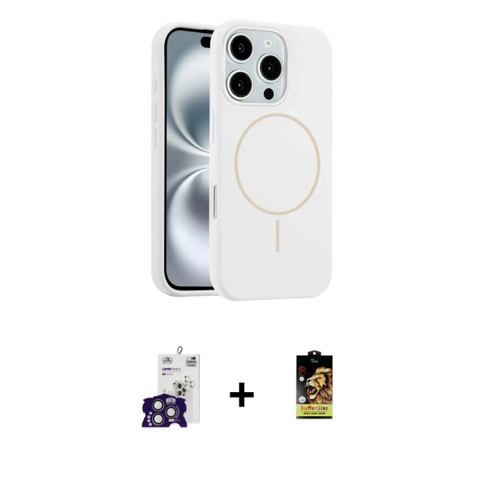 MARSİLYAN™- iPhone 16 Pro Max Kılıf Yankı Form Serisi - Siyah Buffer Cam Ekran Koruyucu + Titanyum Gri Bilvis Titan Kamera Lens