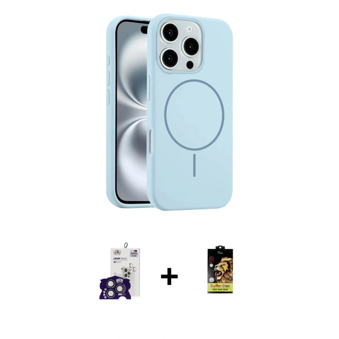 MARSİLYAN™- iPhone 16 Pro Max Kılıf Yankı Form Serisi - Siyah Buffer Cam Ekran Koruyucu + Titanyum Gri Bilvis Titan Kamera Lens