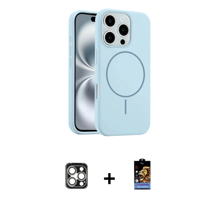 MARSİLYAN™- iPhone 16 Pro Max Kılıf Yankı Form Serisi - Siyah Buffer Hayalet Cam Ekran Koruyucu + PVD Metal Kamera Lens - GS