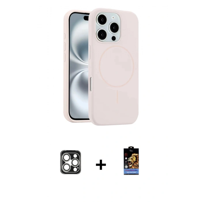 MARSİLYAN™- iPhone 16 Pro Max Kılıf Yankı Form Serisi - Siyah Buffer Hayalet Cam Ekran Koruyucu + PVD Metal Kamera Lens - GS