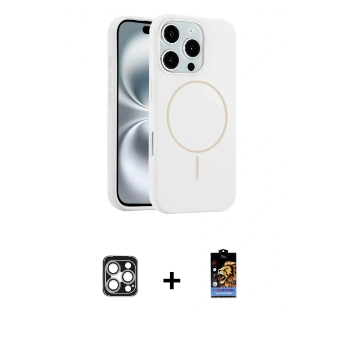 MARSİLYAN™- iPhone 16 Pro Max Kılıf Yankı Form Serisi - Siyah Buffer Hayalet Cam Ekran Koruyucu + PVD Metal Kamera Lens - GS
