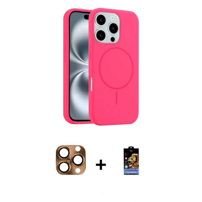 MARSİLYAN™- iPhone 16 Pro Max Kılıf Yankı Form Serisi - Siyah Buffer Hayalet Cam Ekran Koruyucu + Pers Alüminyum Kamera Lens - CLTM