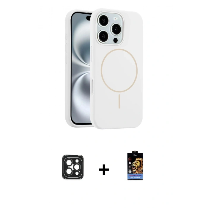 MARSİLYAN™- iPhone 16 Pro Max Kılıf Yankı Form Serisi - Siyah Buffer Hayalet Cam Ekran Koruyucu + PVD Metal Kamera Lens - SH