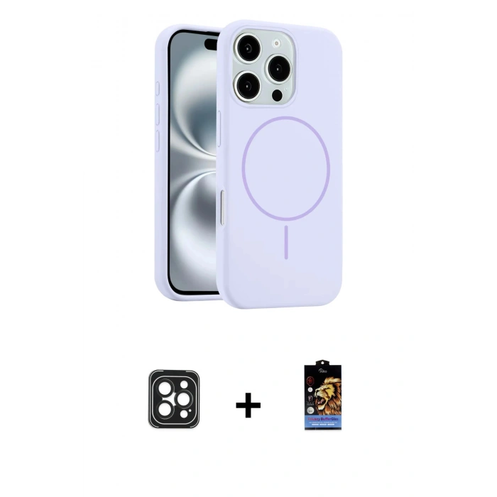 MARSİLYAN™- iPhone 16 Pro Max Kılıf Yankı Form Serisi - Siyah Buffer Hayalet Cam Ekran Koruyucu + PVD Metal Kamera Lens - SH
