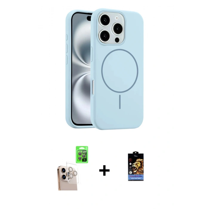MARSİLYAN™- iPhone 16 Pro Max Kılıf Yankı Form Serisi - Siyah Buffer Hayalet Cam Ekran Koruyucu + Raze Metal Kamera Lens - NLGY