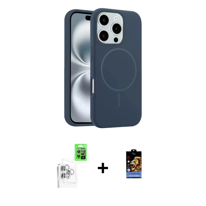 MARSİLYAN™- iPhone 16 Pro Max Kılıf Yankı Form Serisi - Siyah Buffer Hayalet Cam Ekran Koruyucu + Raze Metal Kamera Lens - BZ