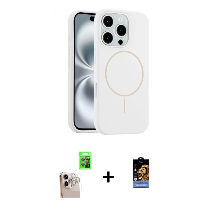 MARSİLYAN™- iPhone 16 Pro Max Kılıf Yankı Form Serisi - Siyah Buffer Hayalet Cam Ekran Koruyucu + Raze Metal Kamera Lens - NLGY