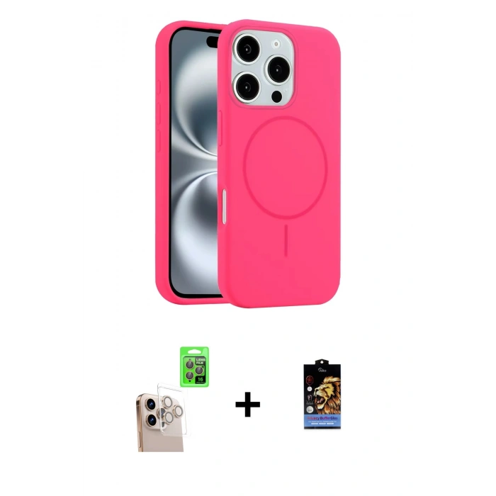 MARSİLYAN™- iPhone 16 Pro Max Kılıf Yankı Form Serisi - Siyah Buffer Hayalet Cam Ekran Koruyucu + Raze Metal Kamera Lens - NLGY