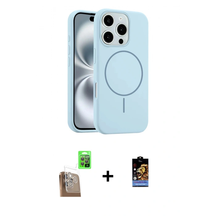 MARSİLYAN™- iPhone 16 Pro Max Kılıf Yankı Form Serisi - Siyah Buffer Hayalet Cam Ekran Koruyucu + Raze Metal Kamera Lens - CLTM